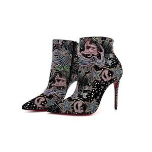 NEW Chritian Louboutin So Kate Studded Crystal Embellished Stiletto Booty 37.5